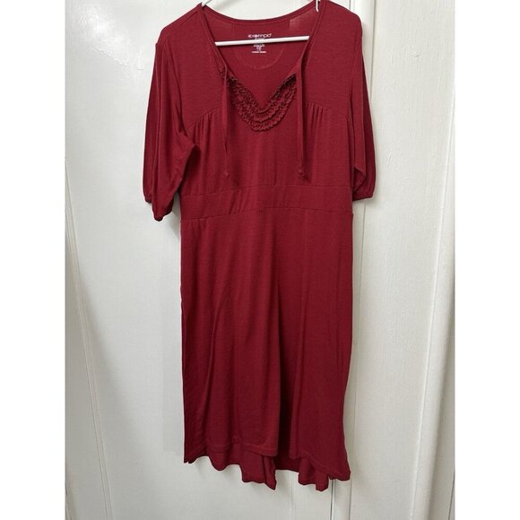 ExOfficio DriRelease Red Knit Travel Dress sz Large Midi Jersey Knit Hiking - Picture 1 of 5